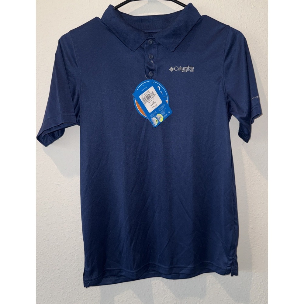 Columbia Terminal Tackle Polo Shirt Youth Large Omni-Shade UPF 50 Fishing